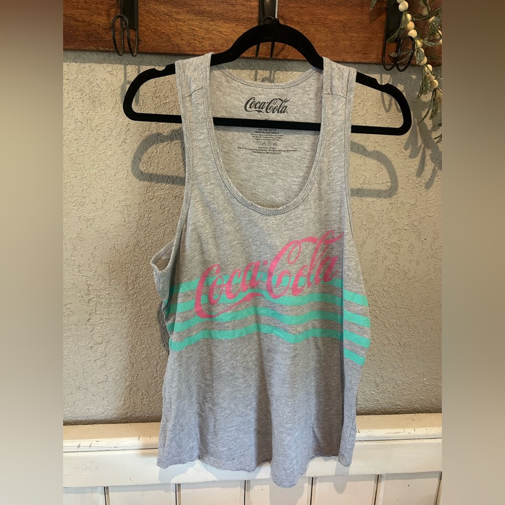 Coca Cola Gray Tank Top with Pink and Green Accents